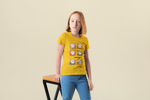 Little Girl Posing Next to a Chair
