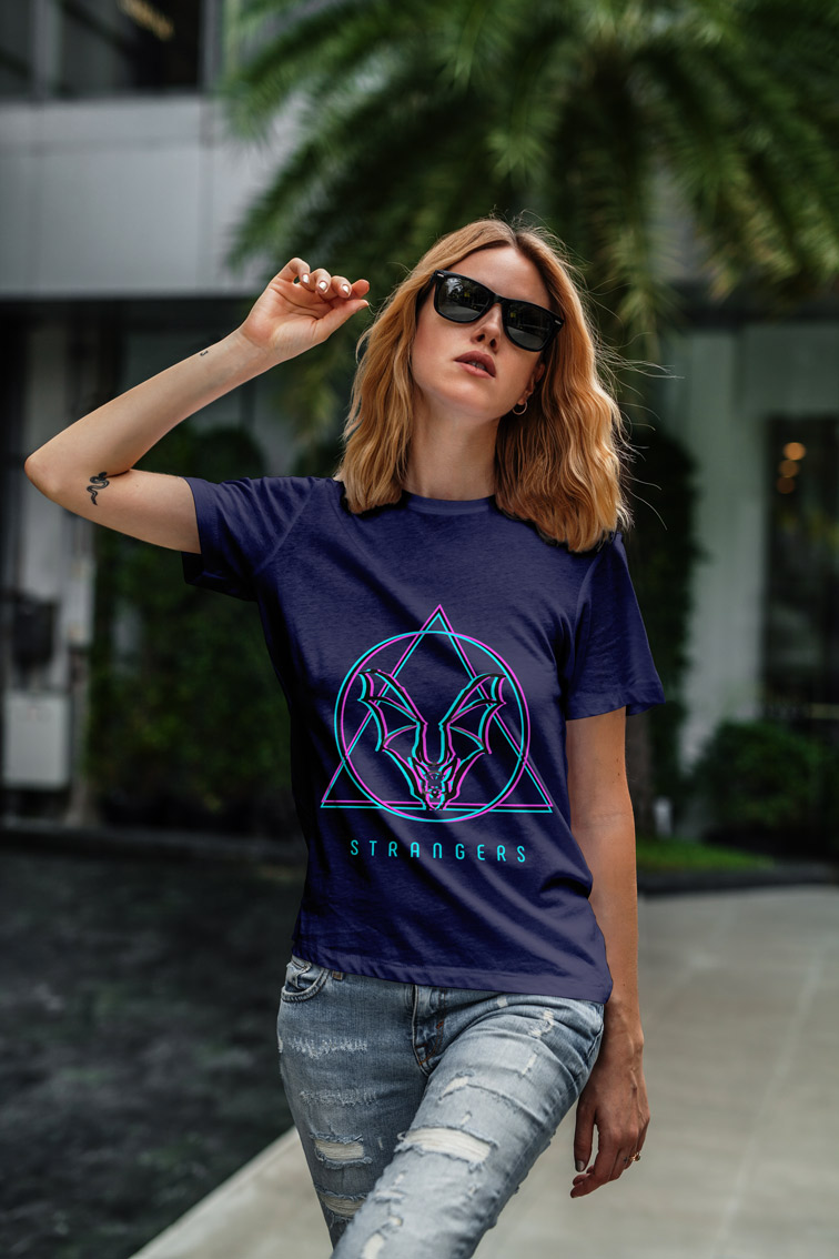 Girl Walking with Her Hand in the Air