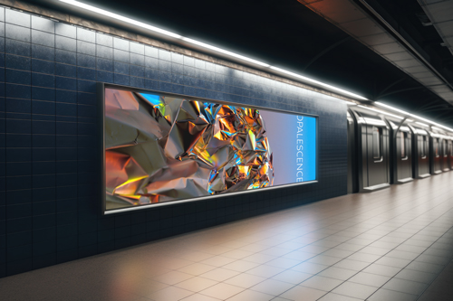 Advertising Billboard Next to Train Vagons