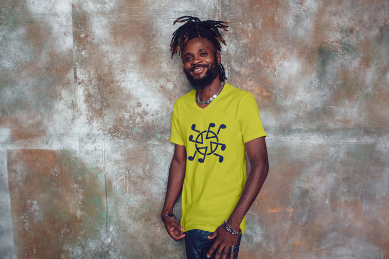 Man Standing on a Brown Marble Background
