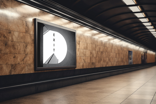 Billboard in a Subway Hallway