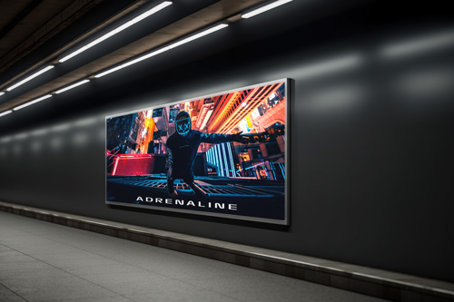 Futuristic Metro Corridor Billboard Display