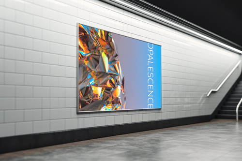 Billboard Next to Metro Station Stairs