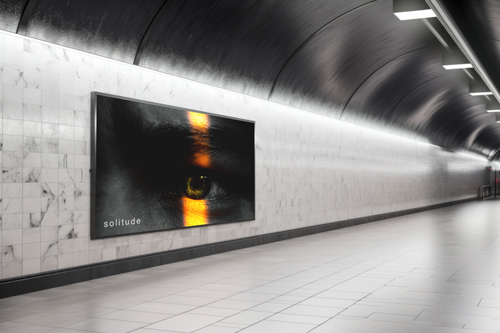 Subway Station Billboard in Futuristic Setting