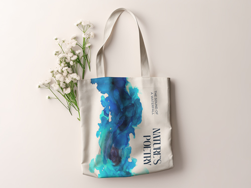 Tote Bag With Flowers on the Side