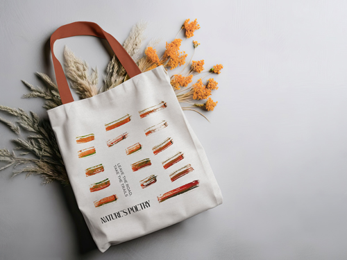 Tote Bag With Flowers in Brown Tones