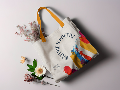 Tote Bag With Flowers High Angle View