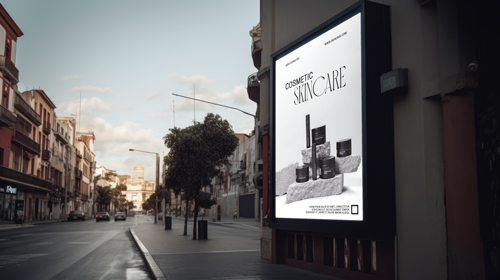 Digital Ad on a Town Sidewalk