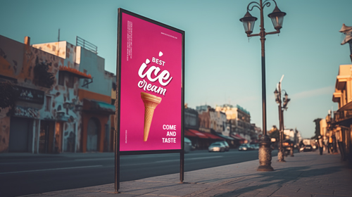 Advertisement on a City Sidewalk