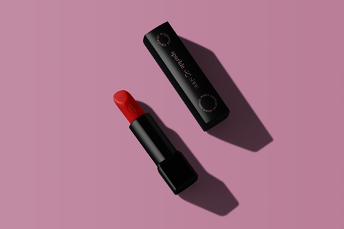 Emballage de rouge à lèvres, vue de dessus