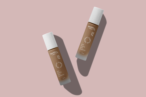 Contenants de maquillage, vue de dessus