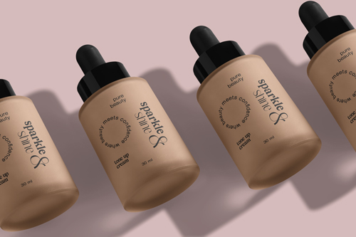 Flacons de fond de teint, vue de dessus