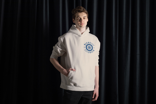 Man Wearing an Athletic Hoodie