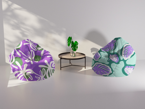 Two Bean Bags in a Minimalistic Setting