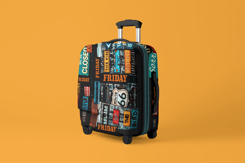 Vista en ángulo de una maleta a la moda