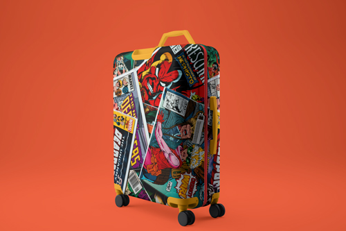 Vista de ángulo izquierdo de una maleta