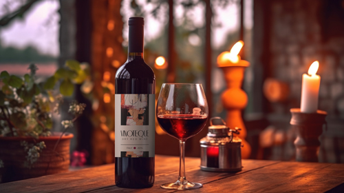 Wine Bottle With a Glass