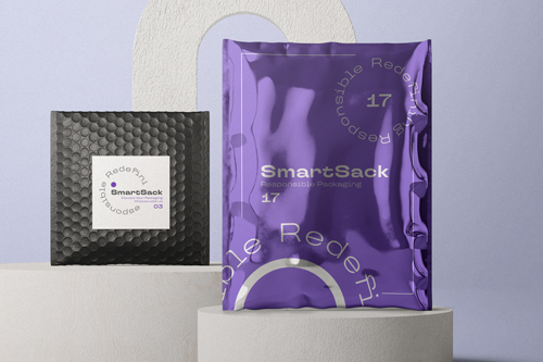 Emballages de marque sur des supports blancs