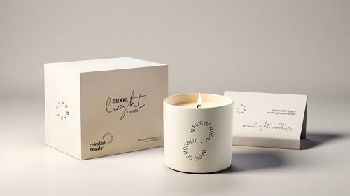 Свеча рядом с коробкой и открыткой