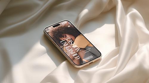 Mobile Phone on Beige Bedsheets