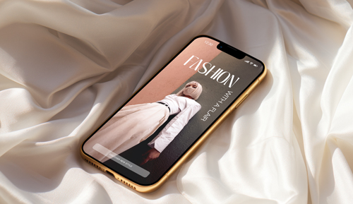 Mobile Phone Displayed on White Silk