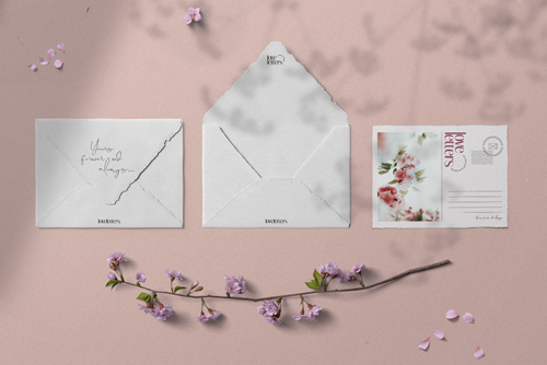 Three Invitations in a Floral Setting