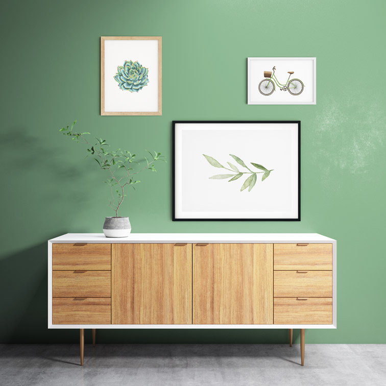 Trois cadres et un fond colorable