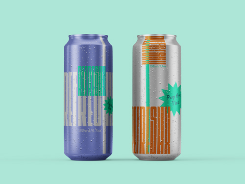 Two Drink Cans Front View