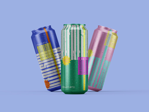 Soda Cans Covered in Water Drops