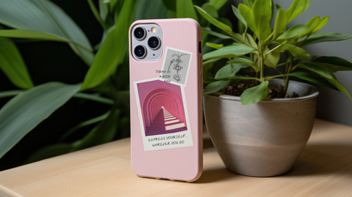 Smartphone Placed Against a Plant