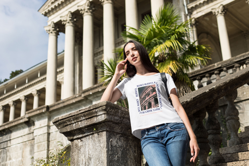 Woman Posing on a Staircase