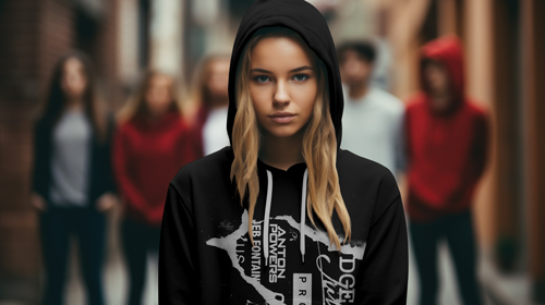 Woman Wearing a Hoodie Front View