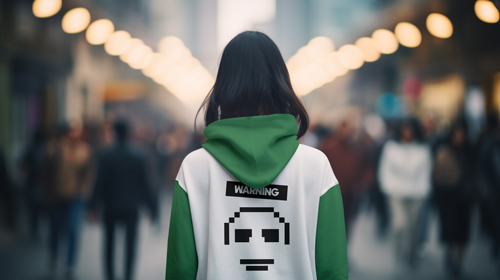 Woman Wearing a Hoodie Back View