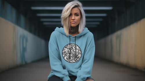 Woman Sitting Down Wearing a Hoodie
