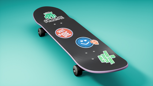 Wooden Skateboard Top View