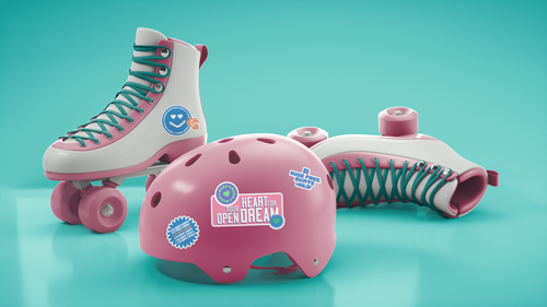 Roller Skates With a Helmet