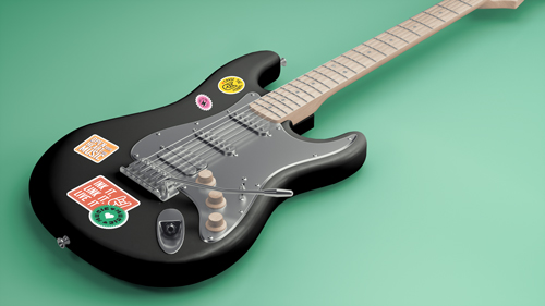Electric Guitar With a Few Stickers