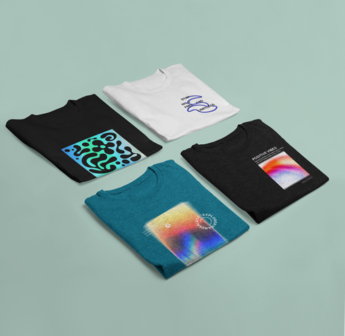Four Folded T-Shirts Top View