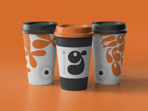 Three Coffee Cups Front View