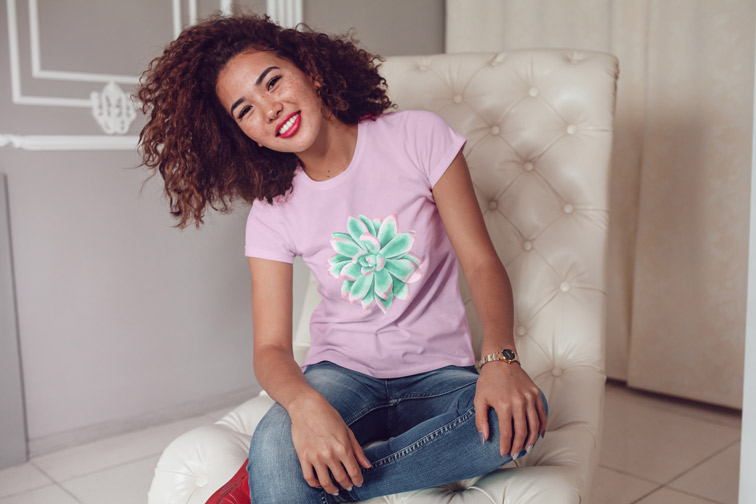 Girl Sitting on a Room Chair