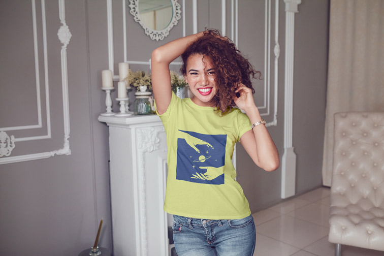 Girl Smiling and Holding Her Head