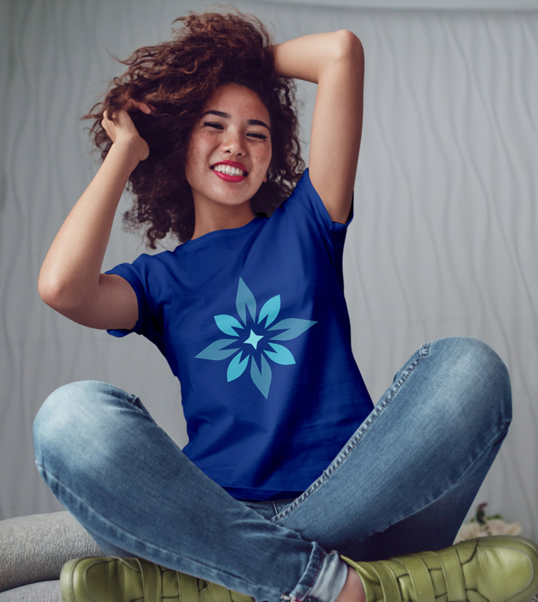 Curly Girl Sitting with Legs Crossed