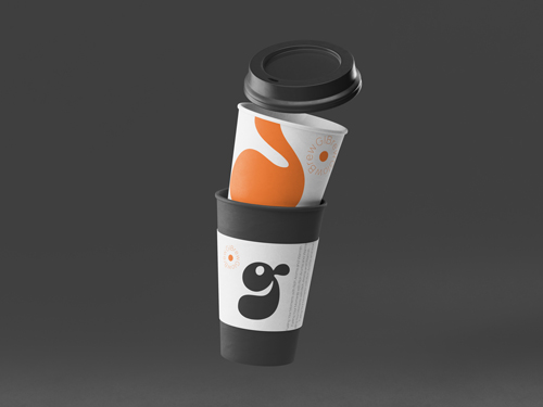 Paper Cup Duo Floating in the Air