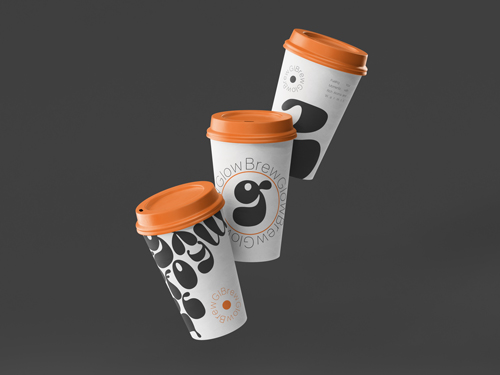 Three Coffee Cups Tilted View