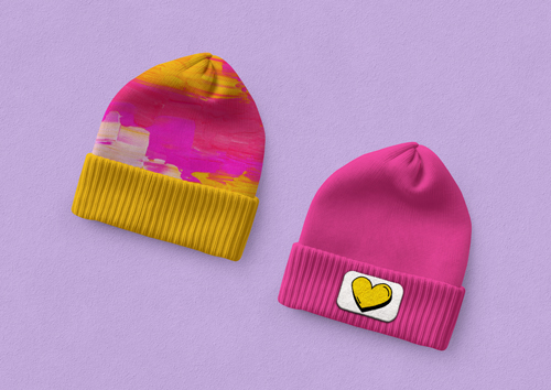 Vista superior de gorros