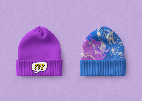 Vista superior de dos gorros