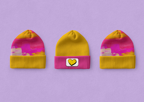 Vista superior de tres gorros