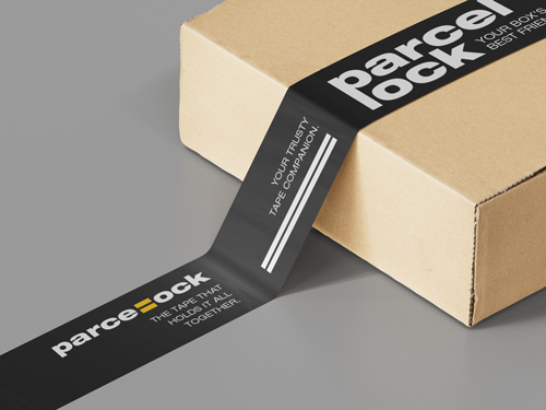 Ruban recouvrant une boîte en carton