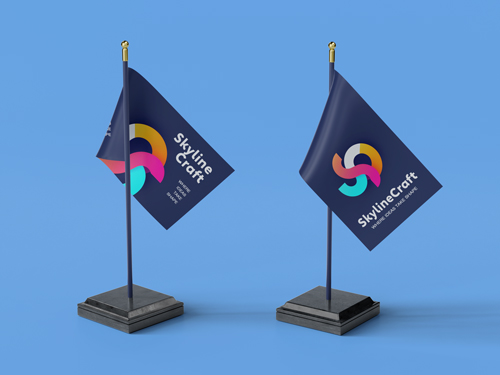 Two Corporate Flags Front View