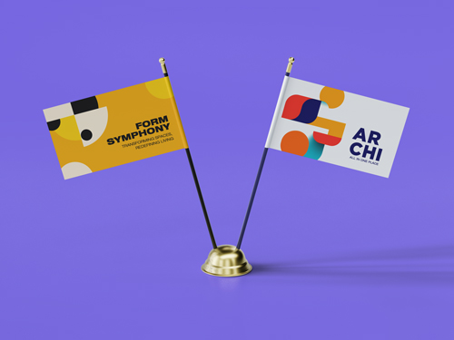 Corporate Table Flags Tilted View